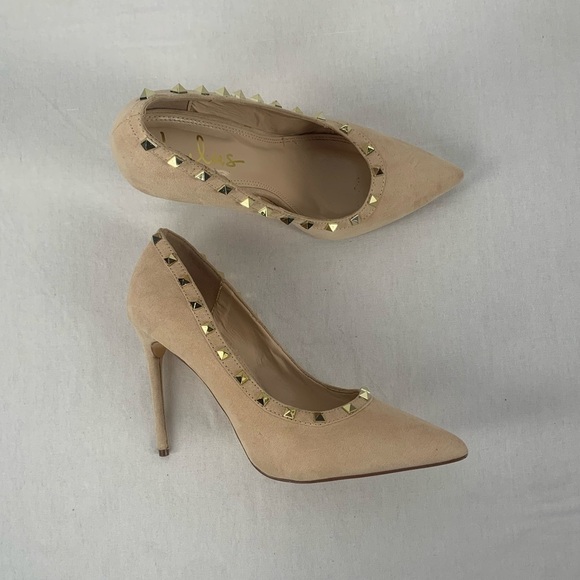 Lulus Vydia Suede Studded Pumps in Nude Size 8 - Picture 4 of 10